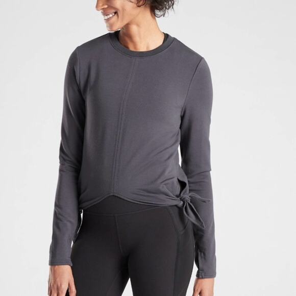 Athleta Nirvana Purple Gray Side Tie Long Sleeve Sweatshirt Pullover Size Medium - Picture 1 of 7